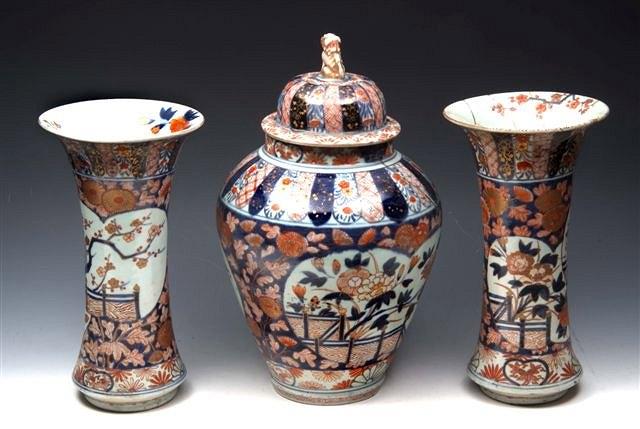 Appraisal: A CHINESE THREE PIECE IMARI GARNITURE probably th Century comprising