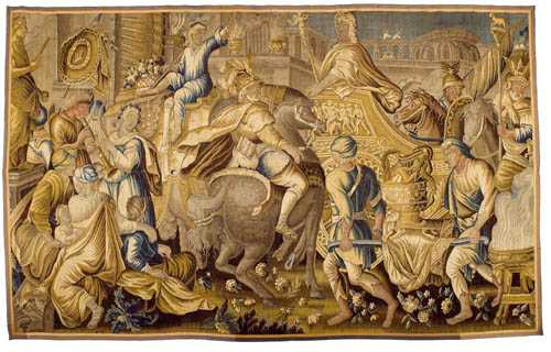 Appraisal: TAPESTRY ALEXANDER ENTERING A CONQUERED CITY Flemish circa H cm