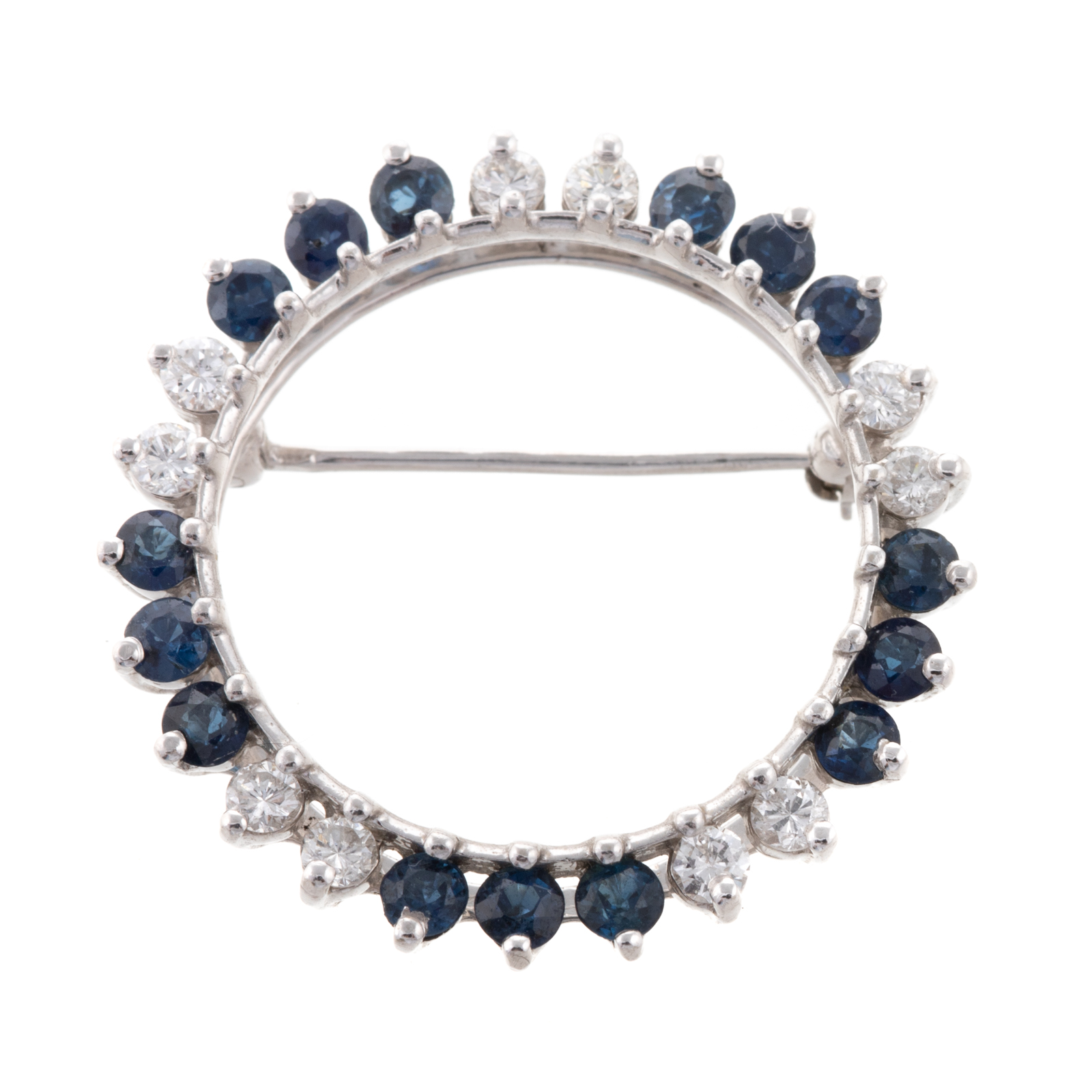 Appraisal: A K CIRCLE BROOCH WITH DIAMONDS SAPPHIRES K white gold