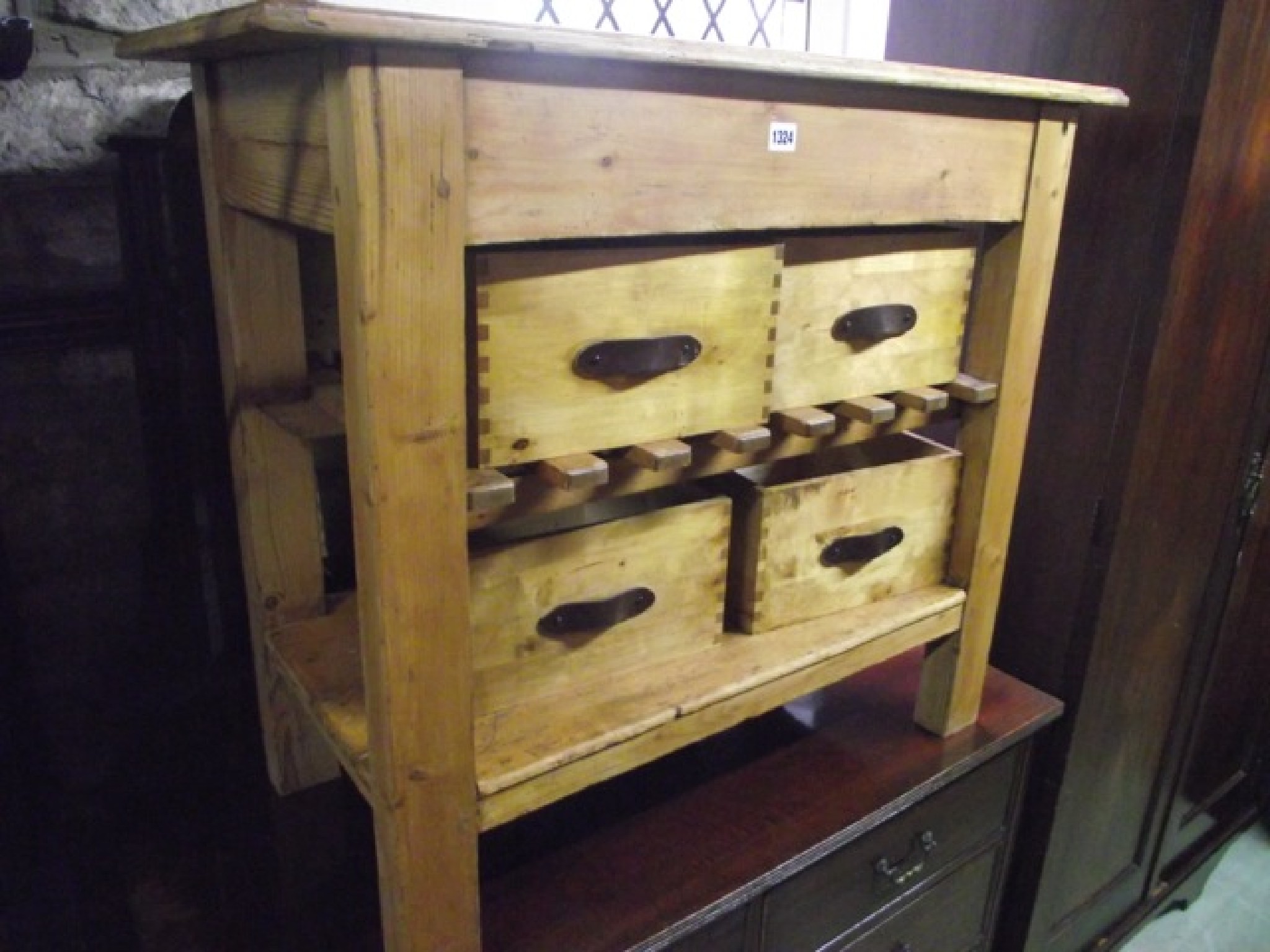 Appraisal: A rustic stripped pine kitchen work table of rectangular form