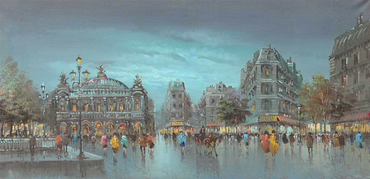 Appraisal: DEVITY Antonio Italian - Parisian Street Scene Oil Canvas ''