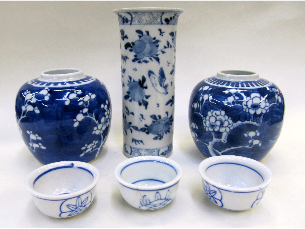 Appraisal: Two blue and white ginger jars three dishes and a