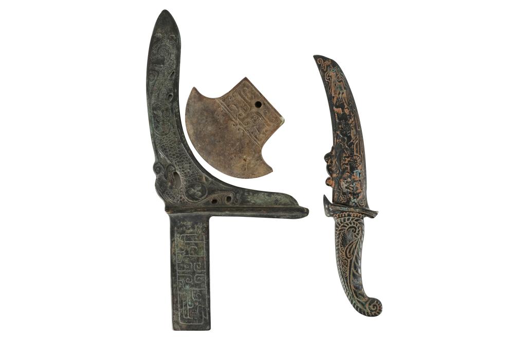 Appraisal: LOT OF ASSORTED WEAPONScomprising a dagger with sheath a bronze