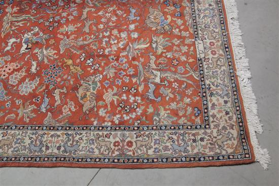 Appraisal: ORIENTAL AREA RUG Siena ground with triple border and floral