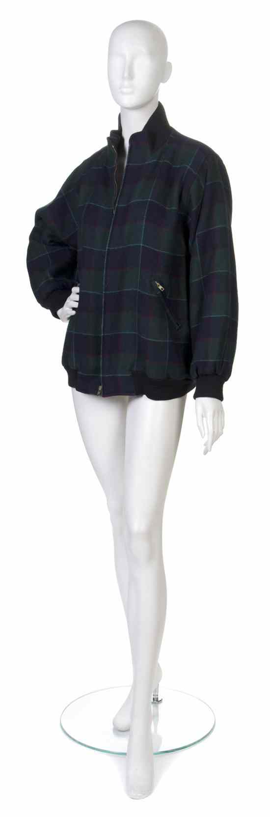 Appraisal: An Yves Saint Laurent Dark Green Plaid Wool Jacket ribbed