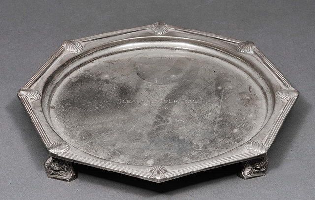 Appraisal: A SILVER OCTAGONAL SHAPED SALVER with reeded and shell decorated