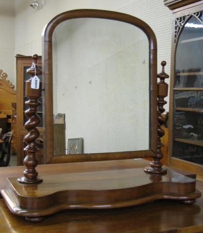 Appraisal: Antique dresser top mirror walnut with barley twist mirror supports