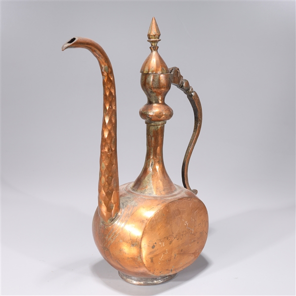 Appraisal: Large Indian early th century copper covered ewer with some