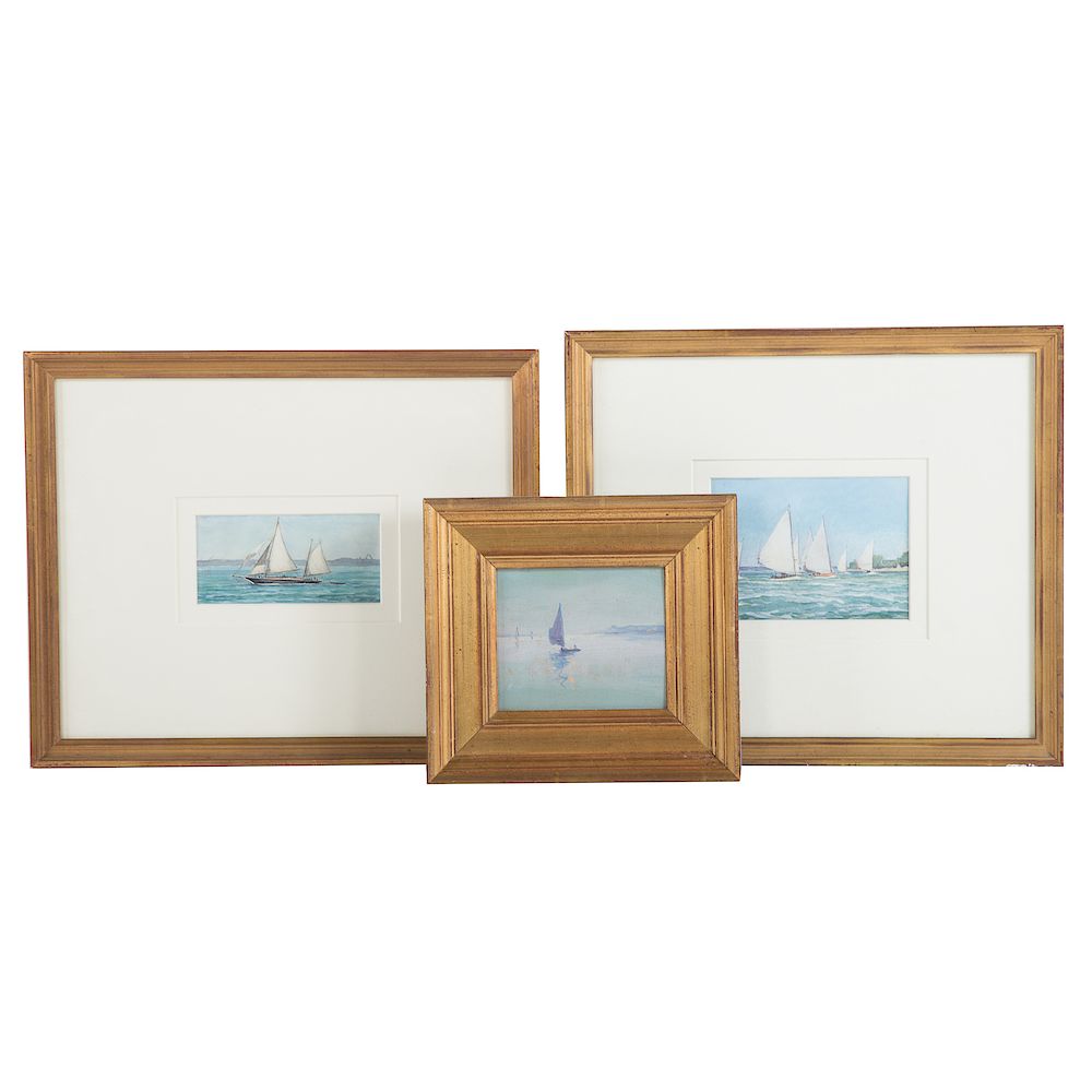 Appraisal: Attrib to Louis J Feuchter Three Framed Works American -