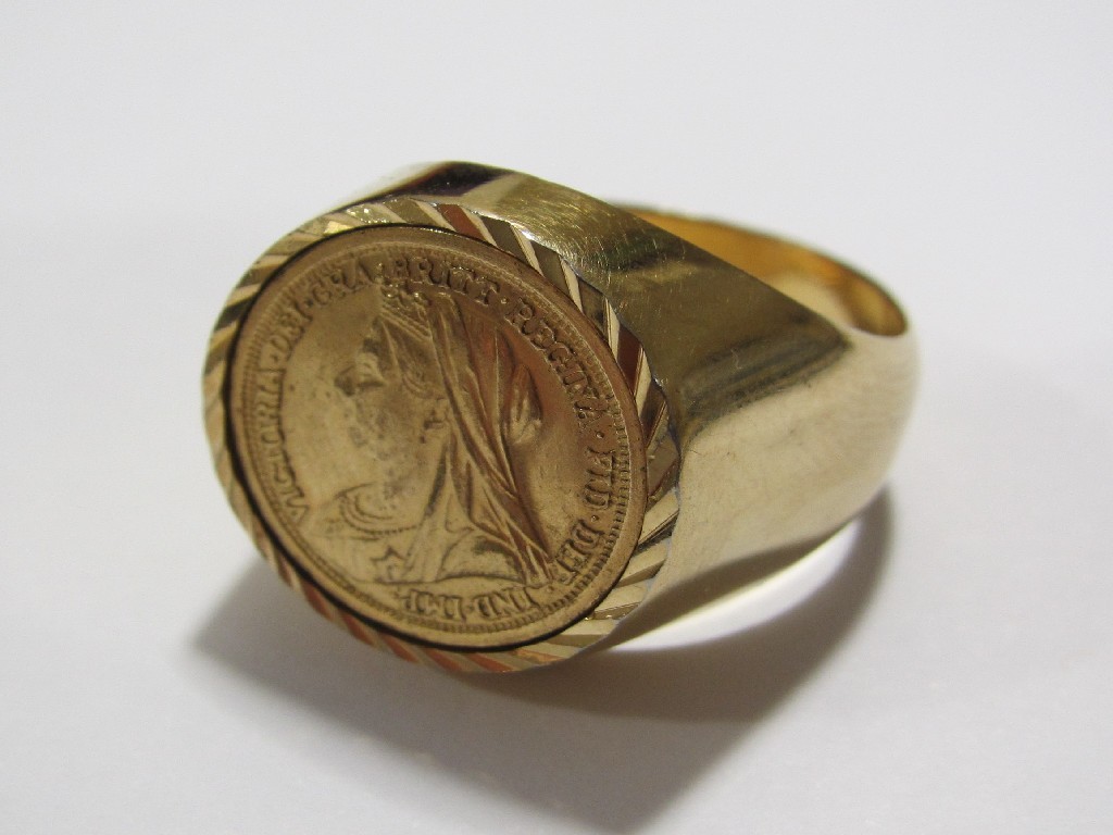 Appraisal: Old Queen Victoria half sovereign in yellow metal ring mount