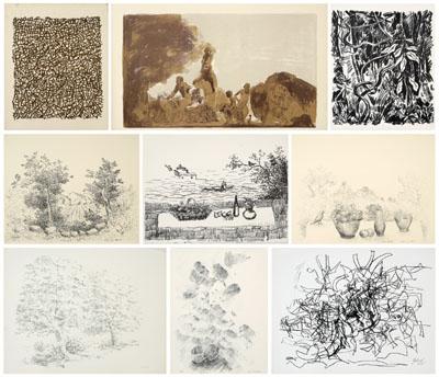 Appraisal: Nine lithographs abstract and figural subjects artists include Goldblatt Leon