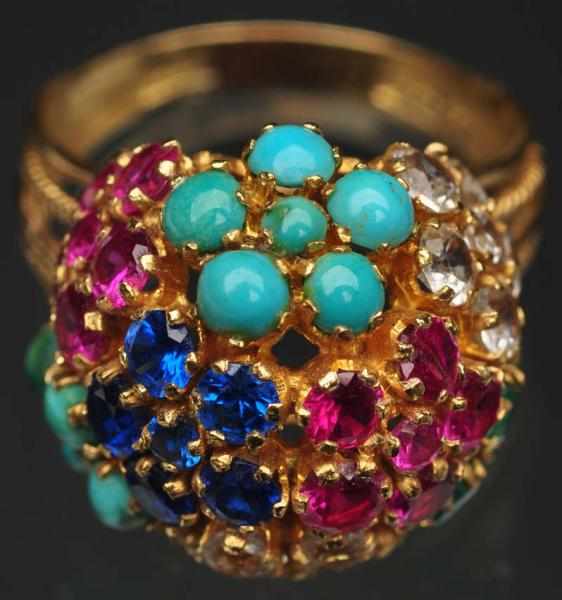 Appraisal: K Y Gold Dome Ring with Multiple Stones Weight grams