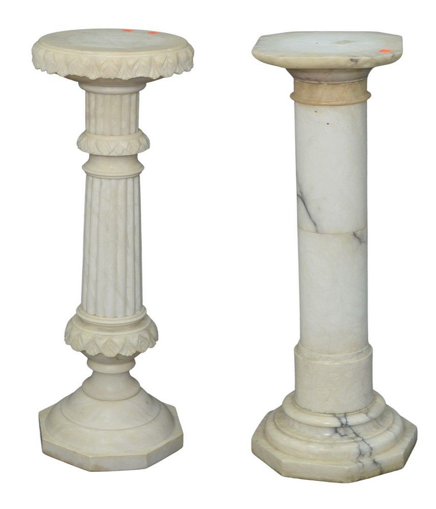 Appraisal: Two Marble Pedestals one having a carved shaft height inches