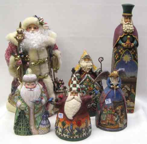 Appraisal: COLLECTION OF HAND PAINTED WOOD CHRISTMAS FIGURINES pieces two hand