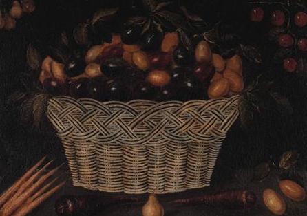 Appraisal: PRIMITIVE DUTCH STYLE STILL-LIFE OF A BASKET OF CHERRIES Oil