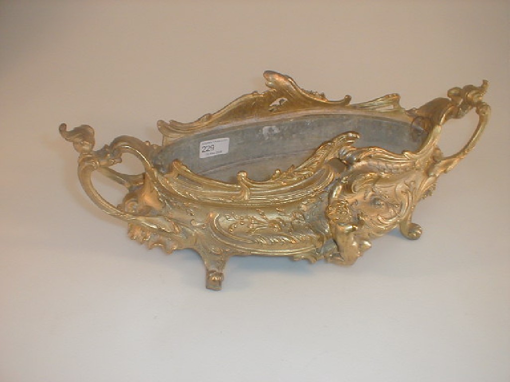 Appraisal: An thC ormolu planter of boat shape cast in high