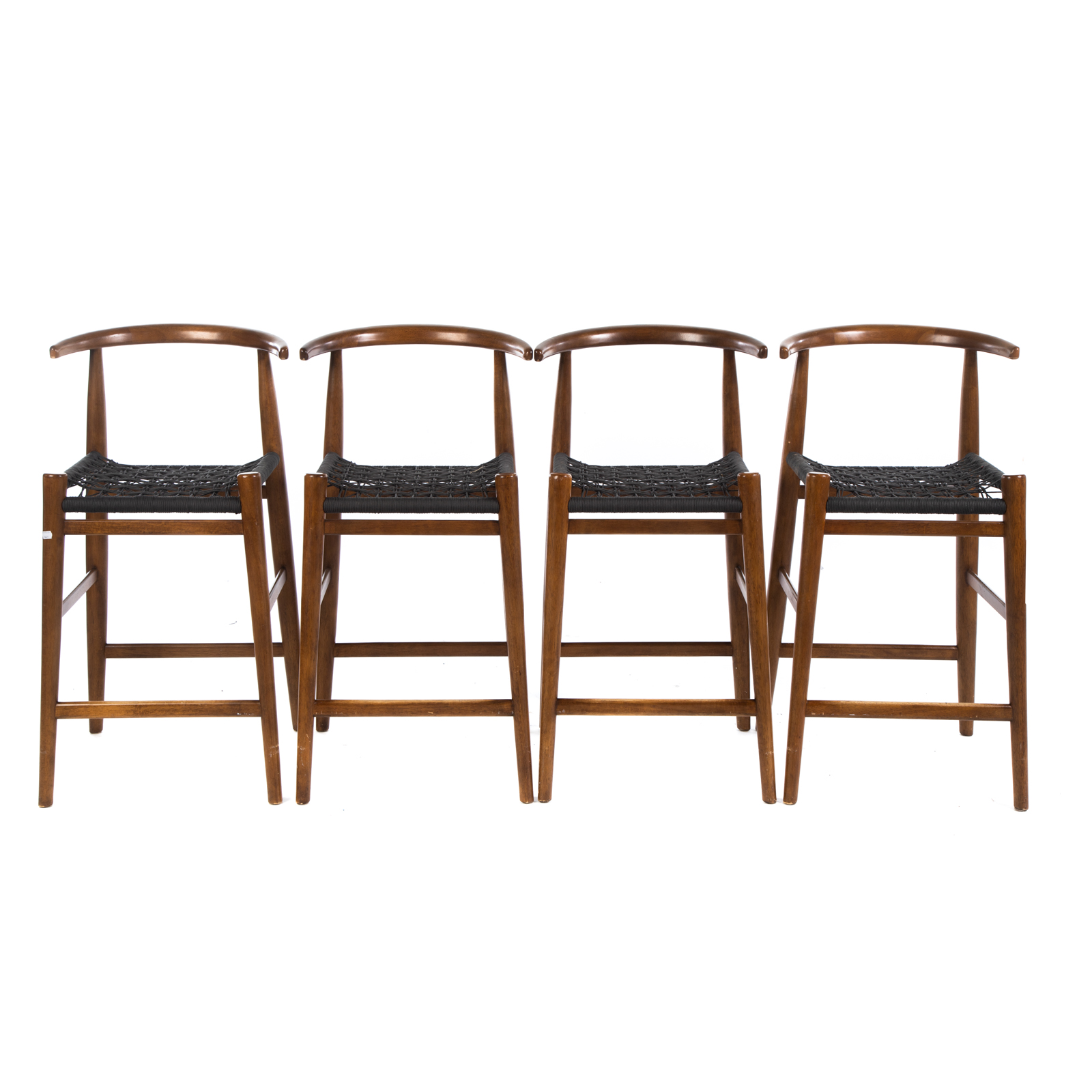 Appraisal: SET OF FOUR MID-CENTURY STYLE BARSTOOLS Teak wood frames with