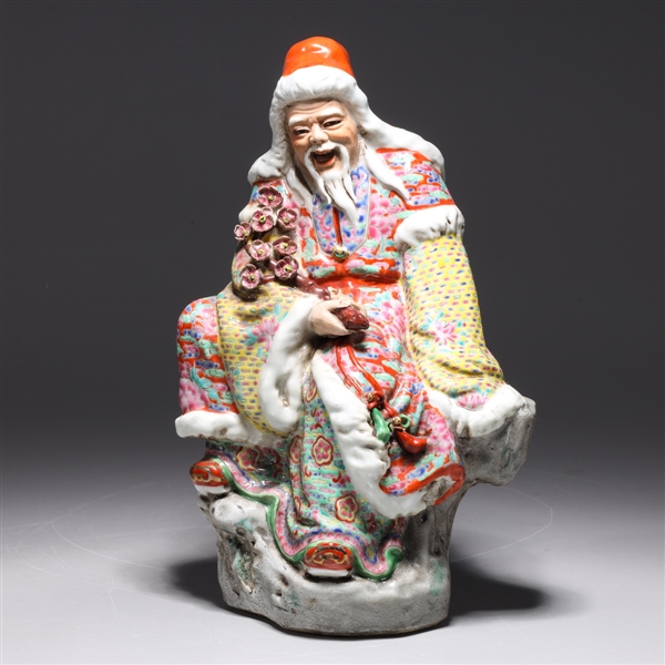 Appraisal: Chinese famille rose enameled porcelain statue of a male deity