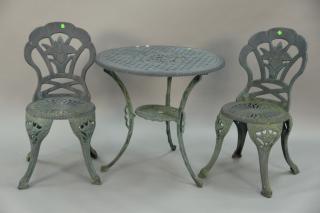 Appraisal: Three piece metal outdoor set ht in dia in Three