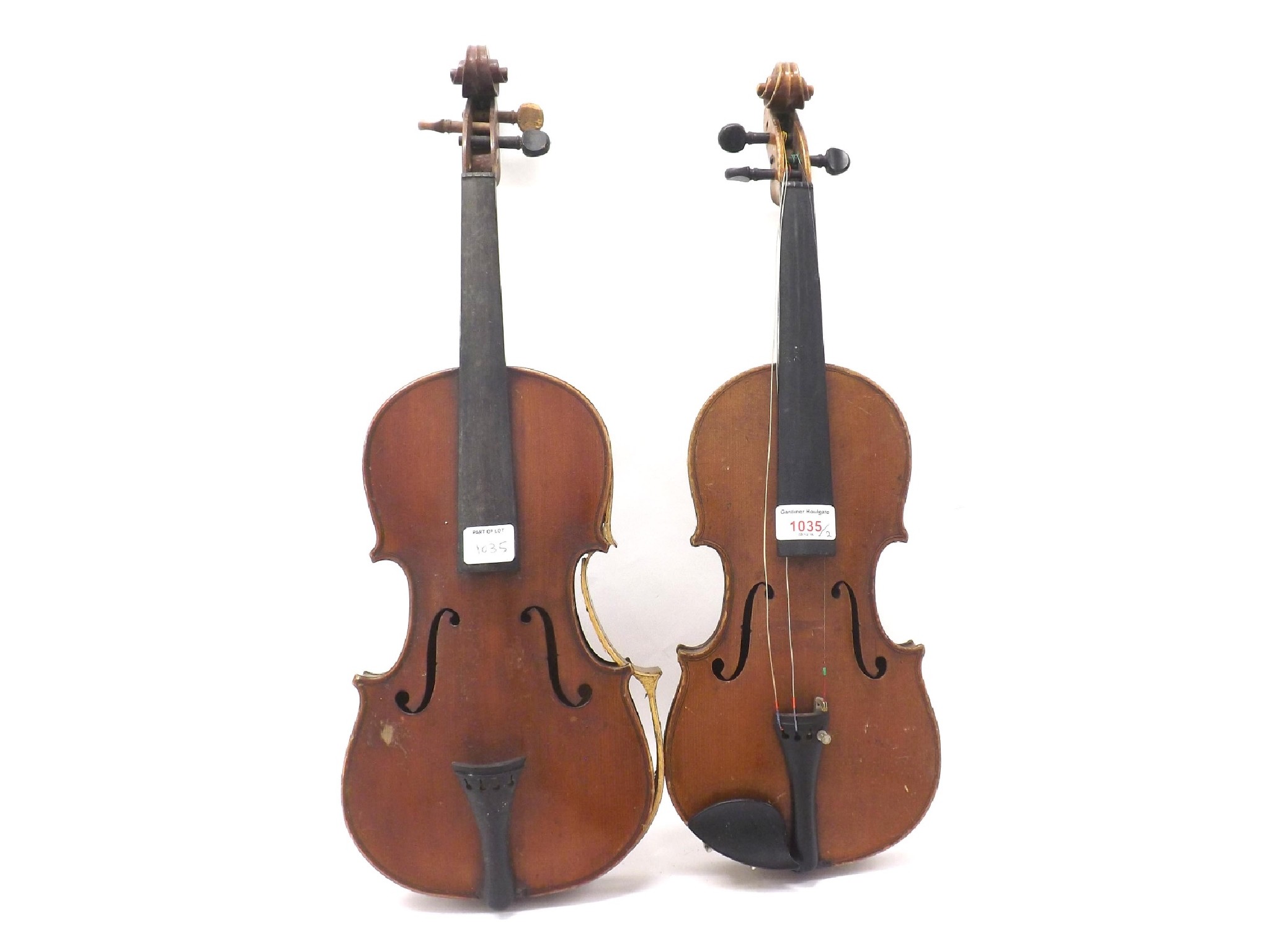 Appraisal: Three-quarter size violin cm also another three-quarter size violin cm