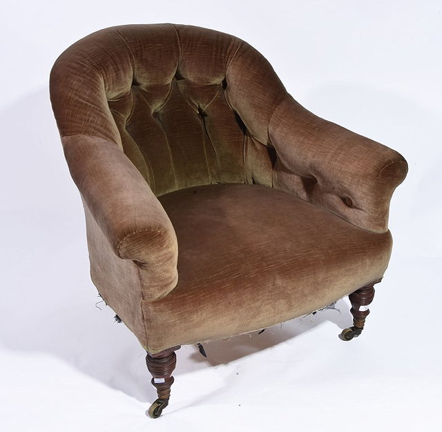 Appraisal: A HOWARD SONS TUB ARMCHAIR with later upholstery with original