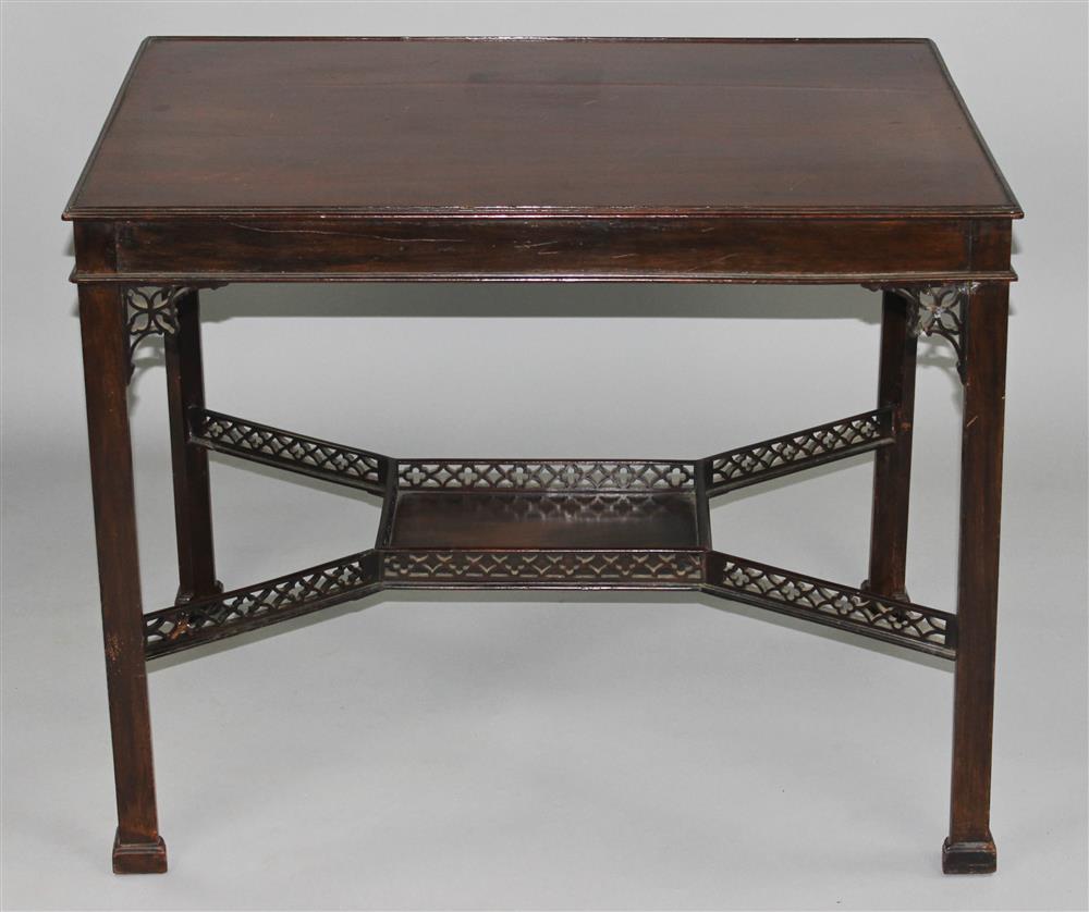 Appraisal: CHINESE CHIPPENDALE STYLE MAHOGANY SILVER OR TEA TABLE the rectangular