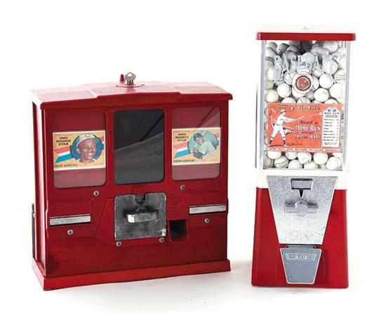 Appraisal: Baseball vending machines comprising Ad-Lee Co E-Z Ball Gum baseball