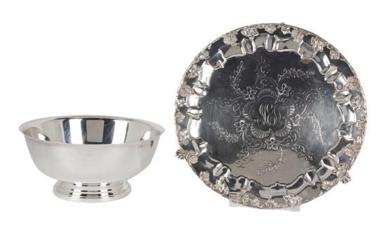 Appraisal: Sale Lot Five Silver Plated Articles comprising a well-and-tree serving