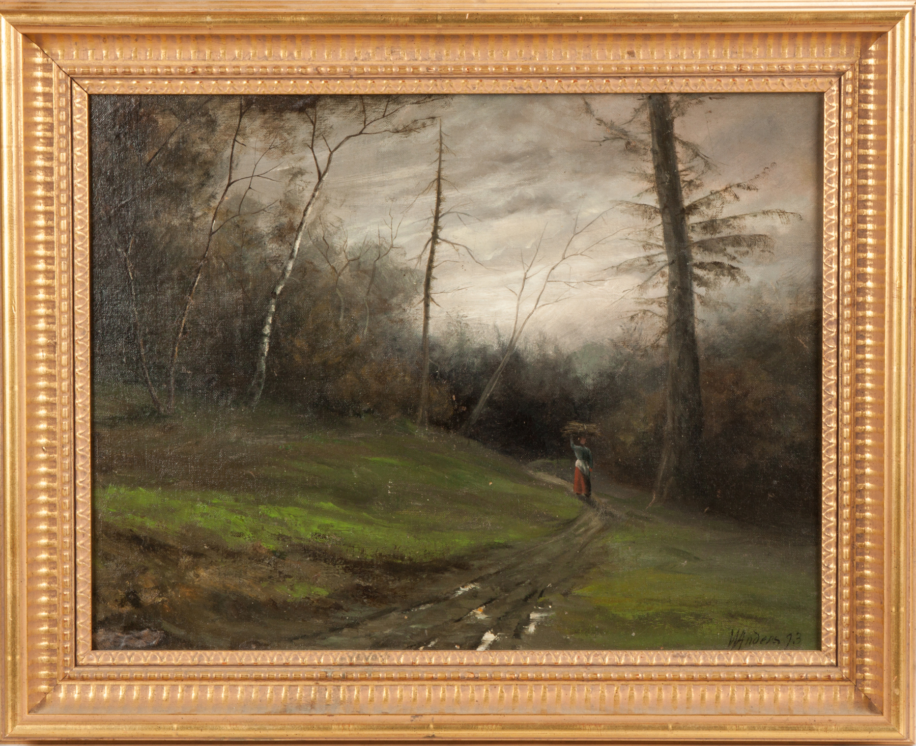 Appraisal: Landscape with trail figure Sgn Lower right Anders Oil on