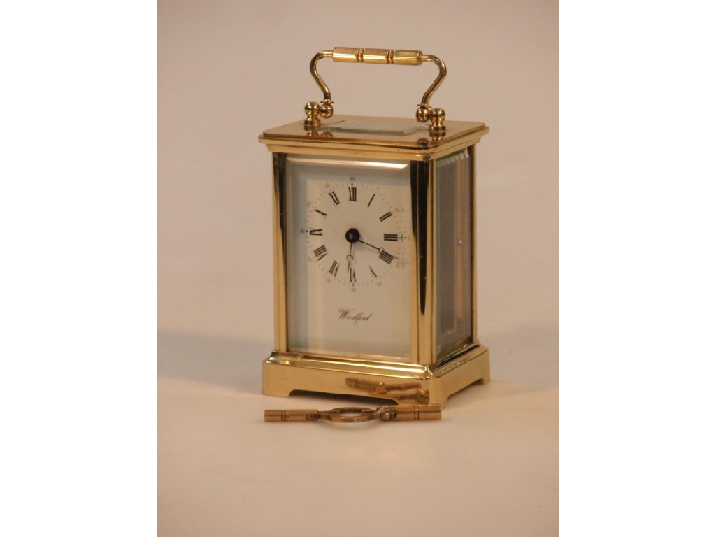 Appraisal: A gilt metal carriage clock with a timepiece movement the