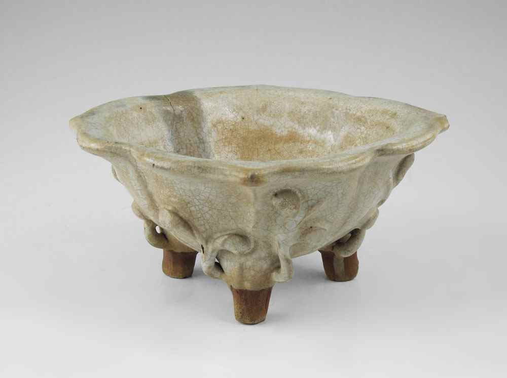 Appraisal: CHINESE ANTIQUE CELADON FLOWER BOWL Measures approx ''h x ''