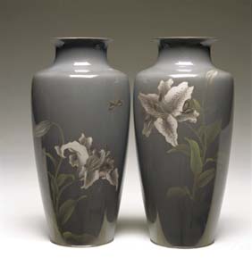 Appraisal: PAIR ANDO CLOISONN VASES Pair of Japanese cloisonn enamel vases