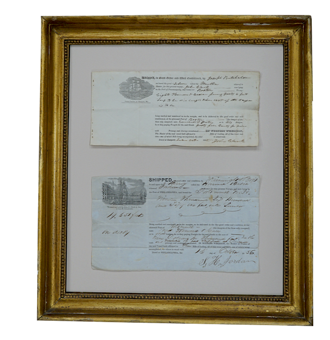 Appraisal: Two Ship Bill of Ladings Lot Two Ship Bill of