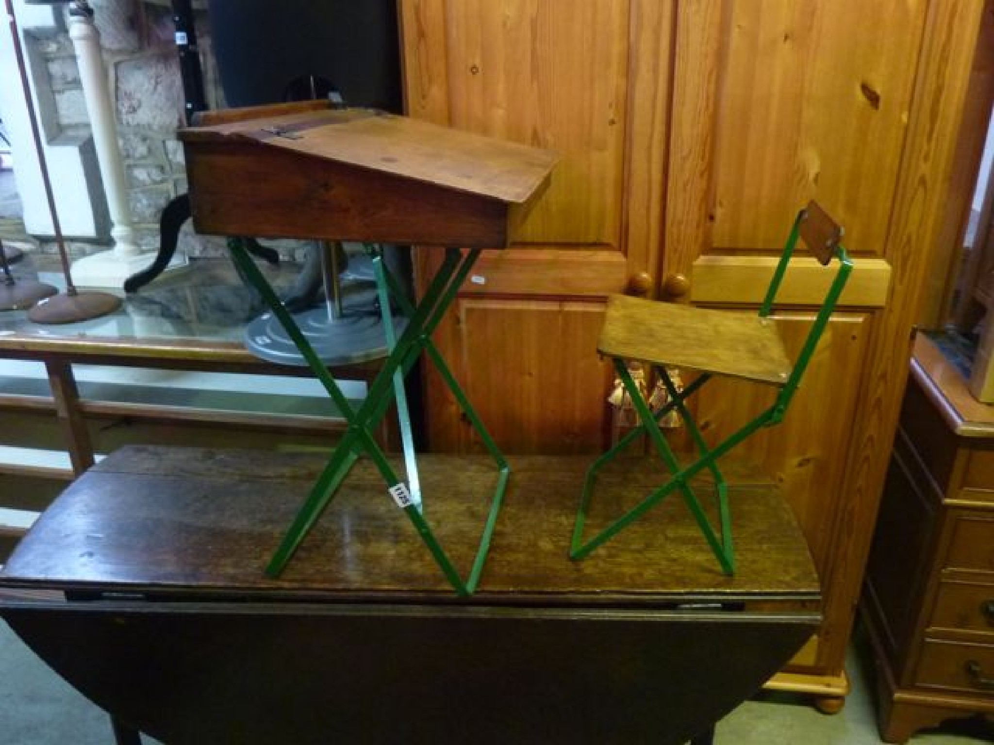 Appraisal: A vintage style child's school desk with hinged slope raised