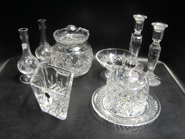 Appraisal: EIGHT ARTICLES OF WATERFORD CUT CRYSTAL TABLEWARE some artist signed