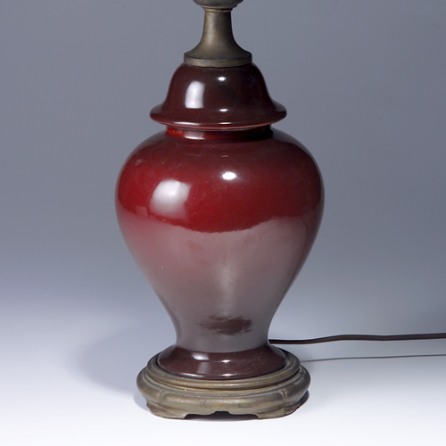 Appraisal: Rare ROSEVILLE ginger jar-shaped lamp base covered in a sheer