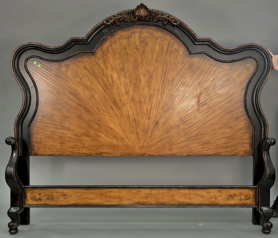 Appraisal: Louis XV style king size bed complete plus two -drawer