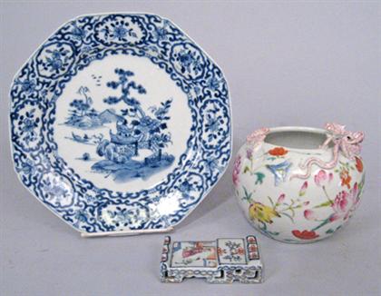 Appraisal: Chinese famille rose applied bowl and famille rose brush rest