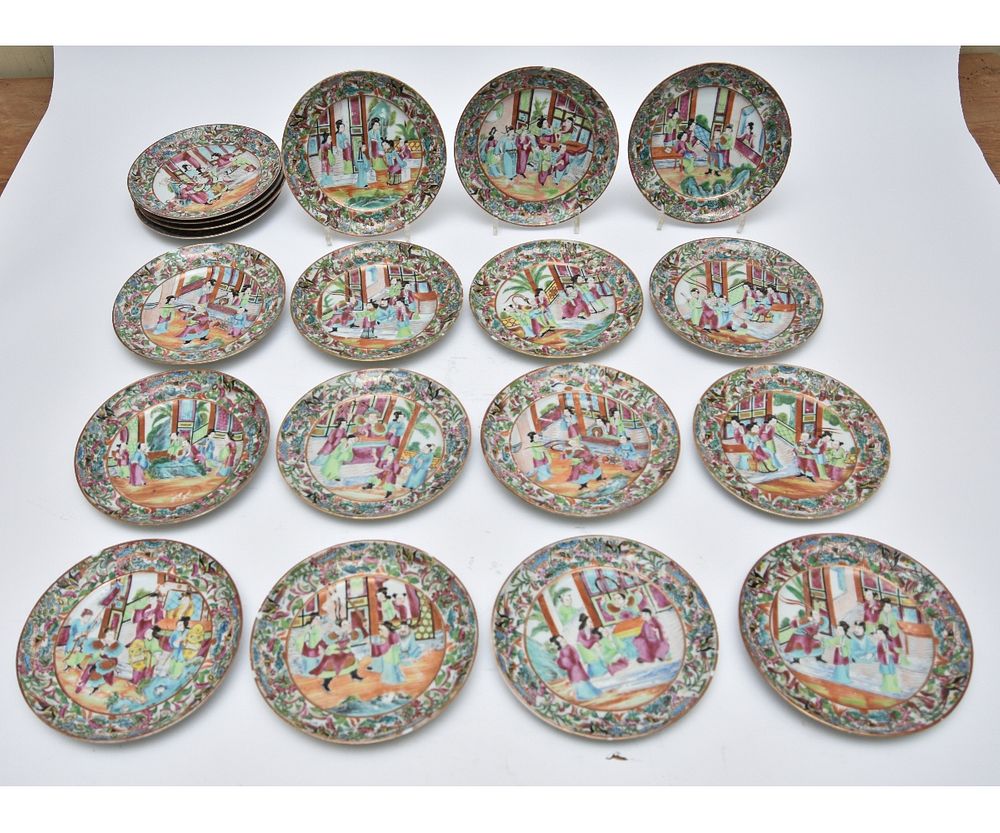 Appraisal: Sixteen Rose Mandarin Plates Sixteen Rose Mandarin plates circa each