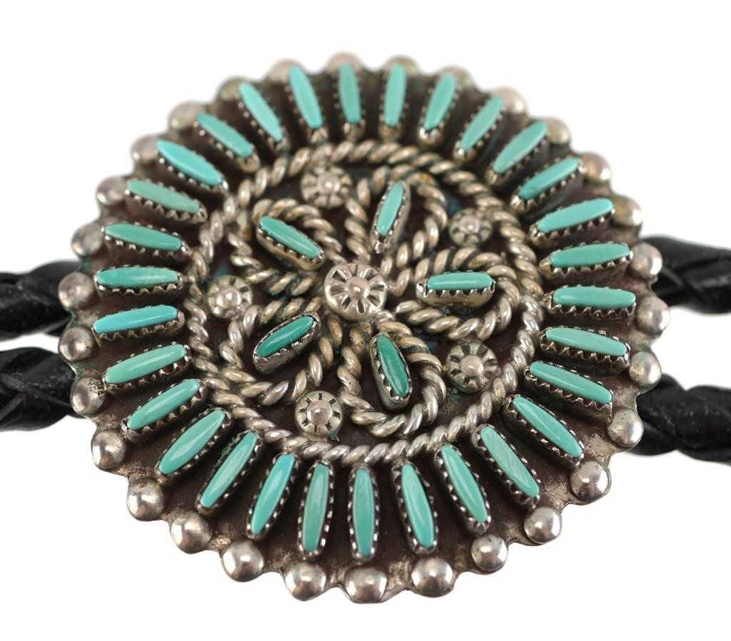 Appraisal: Zuni style sterling silver and needle point turquoise in a