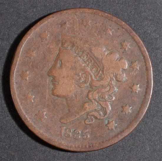 Appraisal: Four United States coronet type copper large cents - comprising