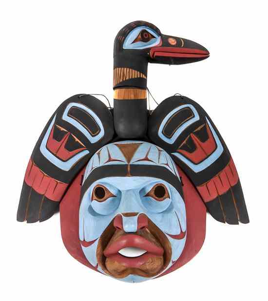 Appraisal: A Carved and Painted Wood Raven Mask Roy Lalooska x