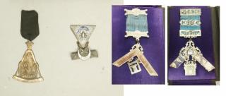 Appraisal: pc Masonic Pins Medals Masonic badges in or pc Masonic