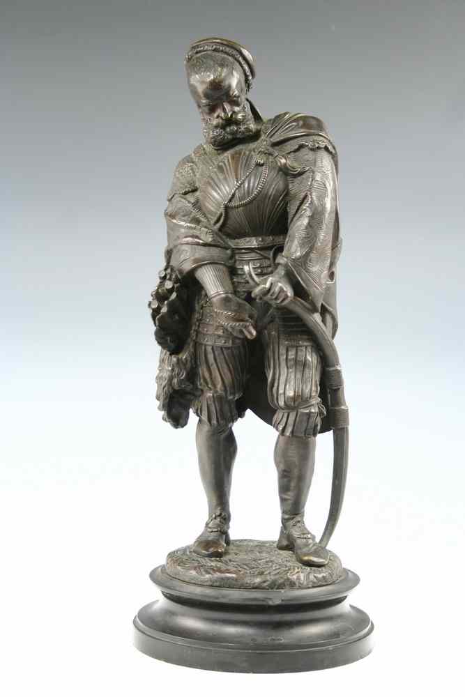 Appraisal: BRONZE SCULPTURE - Standing figure of Renaissance Italian soldier by