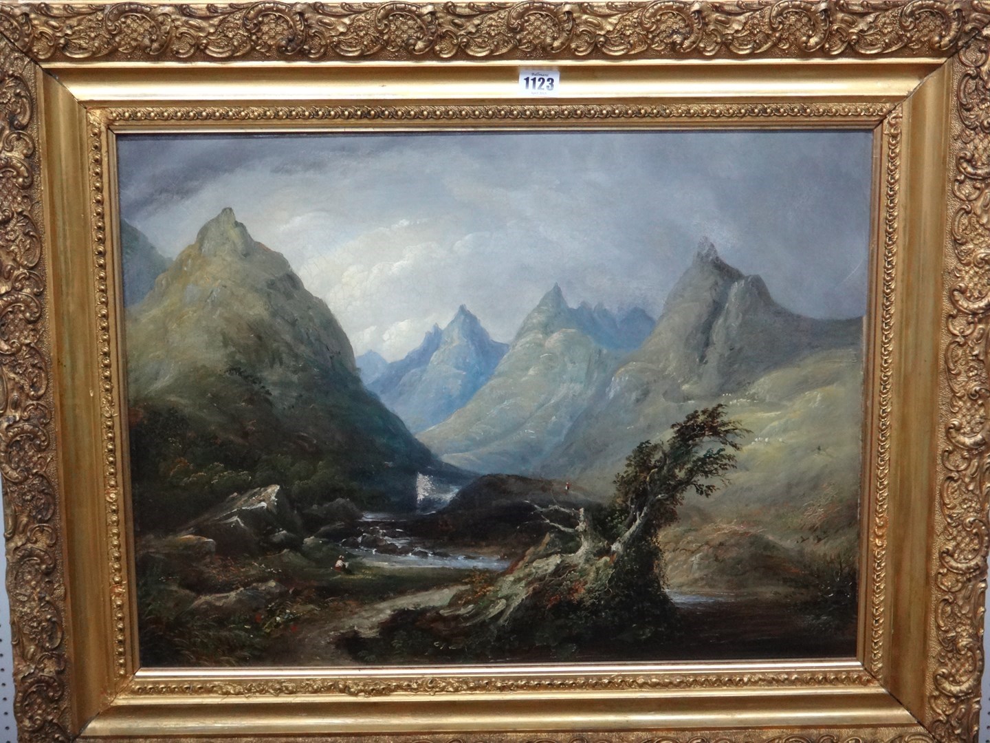 Appraisal: Continental School th century Mountainous river landscape oil on canvas