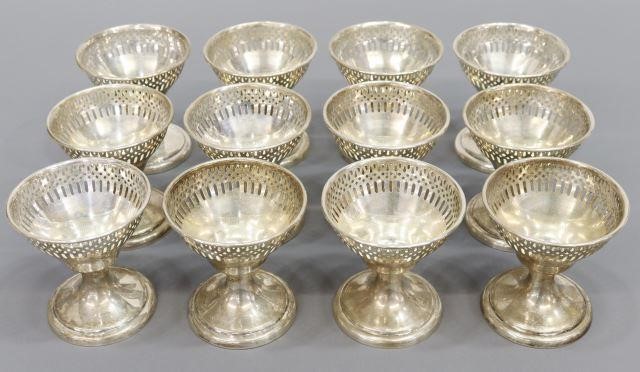 Appraisal: lot of American sterling silver sherbet cup holders with reticulated