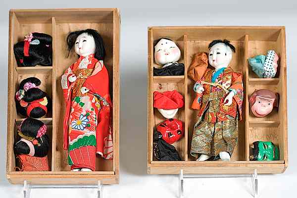 Appraisal: Japanese Hanako Mask Dolls Japanese early th century two dolls