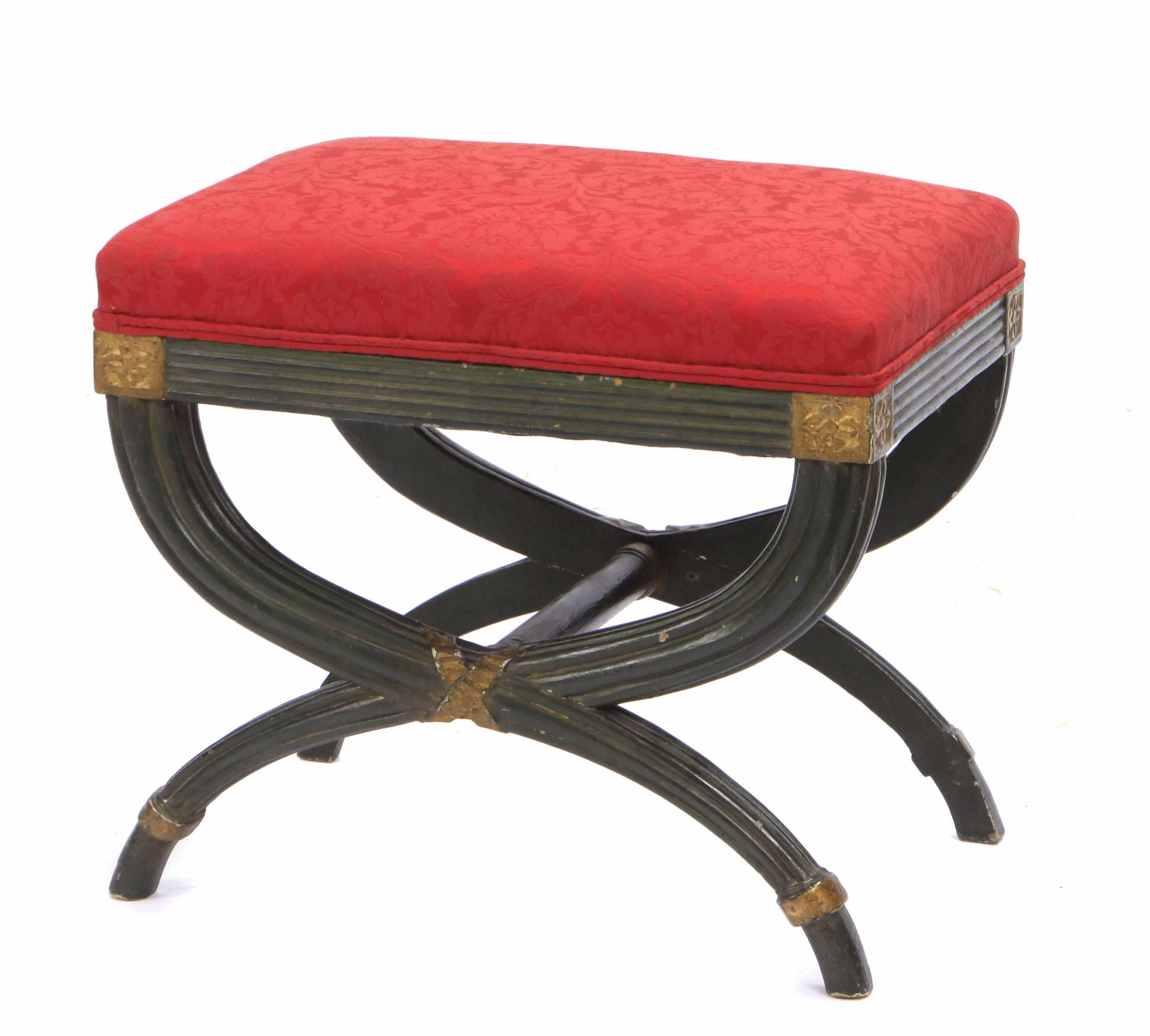 Appraisal: An Italian Neoclassical style parcel gilt paint decorated curule stool