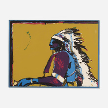 Appraisal: Fritz Scholder INDIAN WITH PISTOL lithograph in colors h w