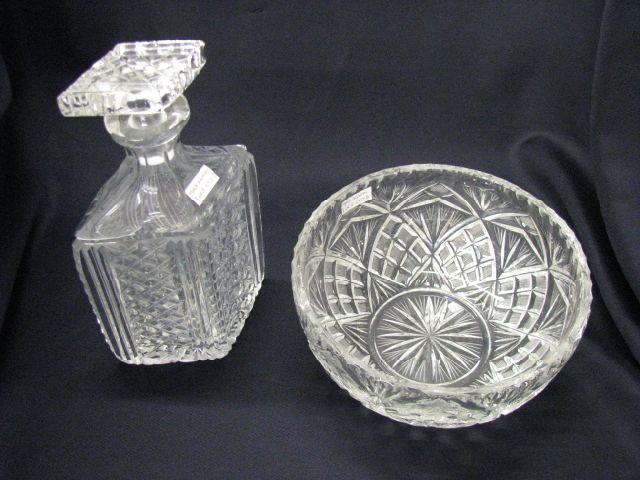 Appraisal: pcs Cut Crystal decanter fruit bowl